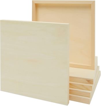 Bright Creations 12x12 Wood Panel Boards, Square Canvas for Painting, Crafts, Acrylic 6 Pack