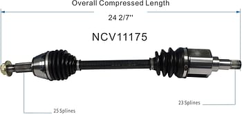 GSP NCV11175 CV Axle Shaft Assembly for Select 2011-18 Ford Fiesta - Front Left (Driver Side) Black