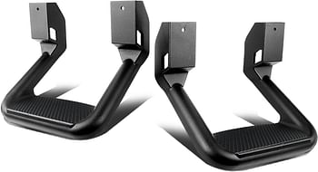 DNA MOTORING SSTEP-BK Pair Black Aluminum Side Hoop Steps Compatible With Most Pickups and SUV's, 12" L x 11" W x 8" H