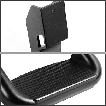 DNA MOTORING SSTEP-BK Pair Black Aluminum Side Hoop Steps Compatible With Most Pickups and SUV's, 12" L x 11" W x 8" H