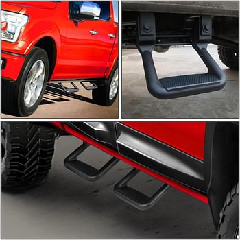 DNA MOTORING SSTEP-BK Pair Black Aluminum Side Hoop Steps Compatible With Most Pickups and SUV's, 12" L x 11" W x 8" H