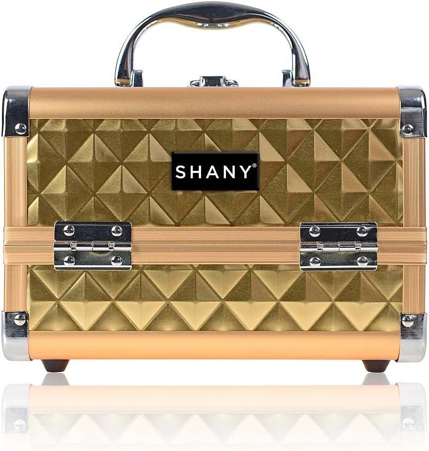 SHANY Mini Makeup Train Case With Mirror - Golden House