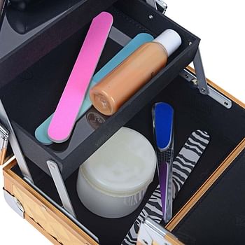 SHANY Mini Makeup Train Case With Mirror - Golden House