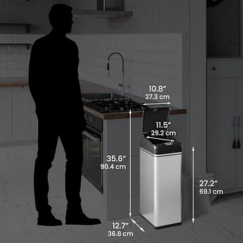 iTouchless 13 Gallon Automatic Sensor Kitchen Trash Can with AC Adapter, Deodorizer, and "Trash" Vinyl Sticker