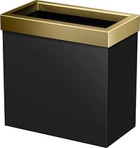 Gatco 1938 Modern Waste Basket Bathroom, Kitchen, Office Trash Bin, Matte Black Brushed Brass Combo