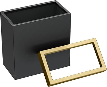 Gatco 1938 Modern Waste Basket Bathroom, Kitchen, Office Trash Bin, Matte Black Brushed Brass Combo