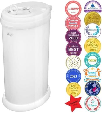 Ubbi Money Saving, Awards Winning, Modern Design Registry Must Have Nappy Pail, Chrome, 1 Count Pack of 1, 10027, Silver