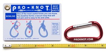 Knot Tying Kit | Pro-Knot Best Rope Knot Cards, two practice cords and a carabiner