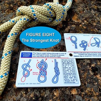 Knot Tying Kit | Pro-Knot Best Rope Knot Cards, two practice cords and a carabiner