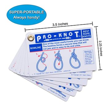 Knot Tying Kit | Pro-Knot Best Rope Knot Cards, two practice cords and a carabiner