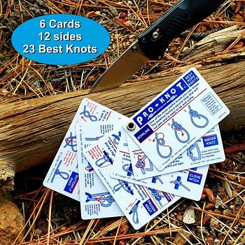 Knot Tying Kit | Pro-Knot Best Rope Knot Cards, two practice cords and a carabiner