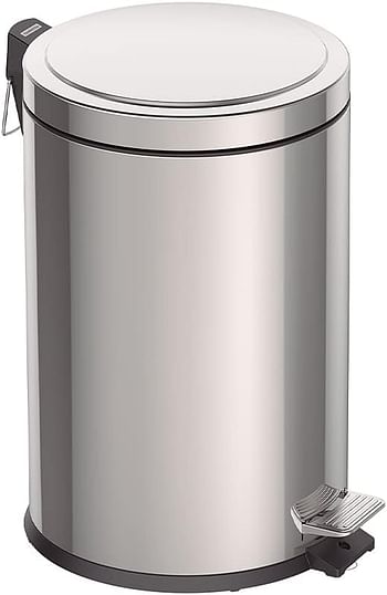 Tramontina 20 Liter Stainless Steel Pedal Trash Bin with a Polished Finish and Removable Internal Bucket