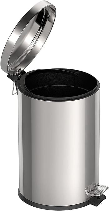 Tramontina 20 Liter Stainless Steel Pedal Trash Bin with a Polished Finish and Removable Internal Bucket