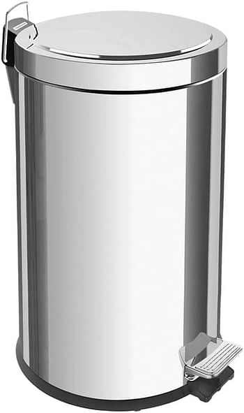 Tramontina 20 Liter Stainless Steel Pedal Trash Bin with a Polished Finish and Removable Internal Bucket