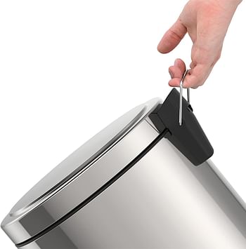 Tramontina 20 Liter Stainless Steel Pedal Trash Bin with a Polished Finish and Removable Internal Bucket