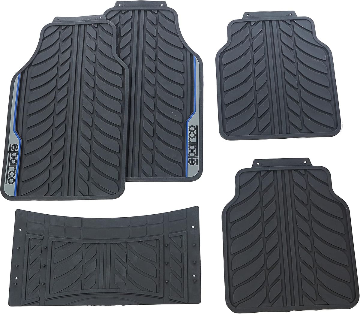 SPARCO PVC CAR MATS, BLACK/BLUE, 5PCS/SET