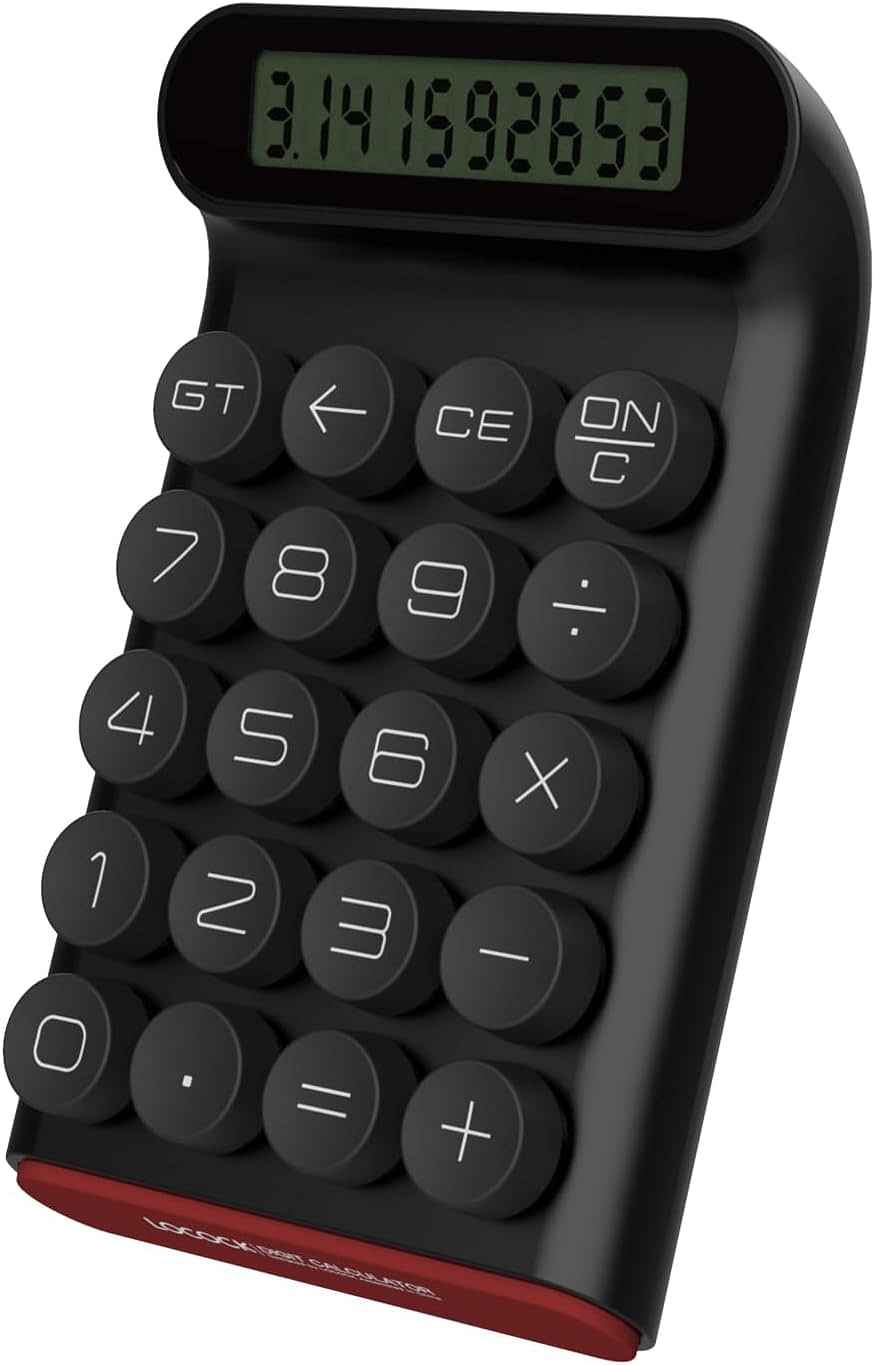 LOCOCK Mechanical Switch Calculator Handheld for Daily and Basic Office 10 Digit Large LCD Display - Black