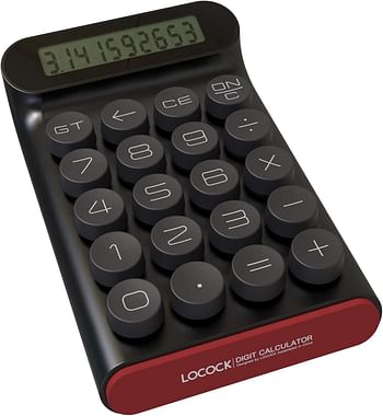 LOCOCK Mechanical Switch Calculator Handheld for Daily and Basic Office 10 Digit Large LCD Display - Black