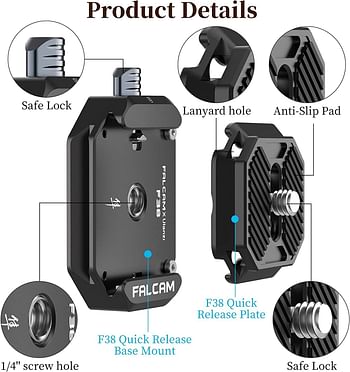 Falcam F38 Camera Quick Release Plate w 1/4" to 3/8" Screw Thread Quick Release System QR Plate Camera Tripod Mount Adapter for Sony Canon Monopod DSLR Stabilizer Slider DJI Switch Between Stablizer