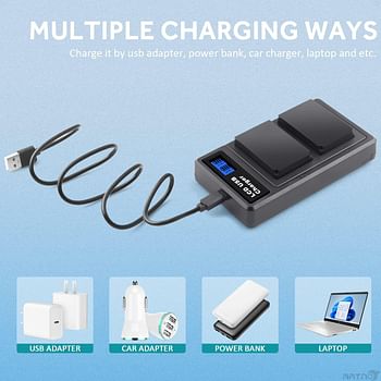 NATNO 2-Pack Battery LP-E12 Battery and Dual Battery Charger Replacement for Canon EOS-M EOS M2 EOS M10 EOS M50 EOS M50 Mark II EOS M100 EOS M200 SX70 HS Rebel SL1 Digital Cameras