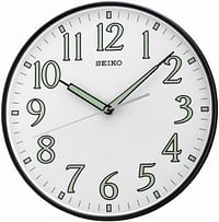 Seiko 12" Black Framed Luminous Numbered Wall Clock