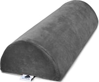 AllSett Health Large Half Moon Bolster Pillow for Legs, Knees, Lower Back and Head, Lumbar Support Pillow for Bed, Sleeping | Semi Roll for Ankle and Foot Comfort - Machine Washable Cover - Grey