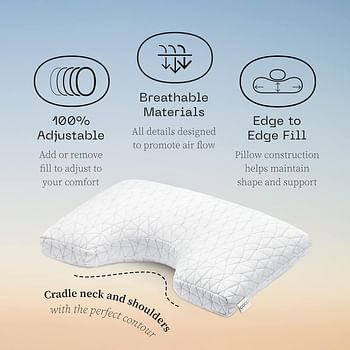 Coop Home Goods Cut-Out Side Sleeper Pillow - Notch Memory Foam Pillow, Cervical Pillow for Side Sleepers, Neck Pillows for Pain Relief Sleeping, Ergonomic Pillow, Bed Pillow for Sleeping Queen Size