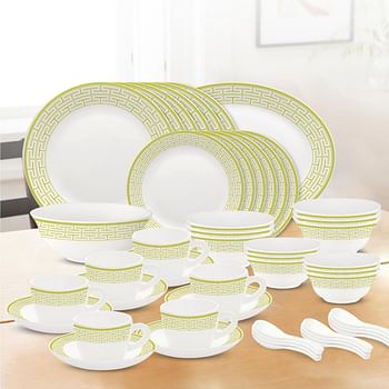 Larah Plano Opal Dinner Set Zahara Beige, 50dspl01-beige, 50 Pc Set (6 X Dinner Plate, 6 X Side Plate, 6 X Soup Bowl, 6 X Bowl, 6 X Cup, 6 X Saucer,12 X Soup Spoon, 1 X Serving Bowl, 1 X Oval Platter)