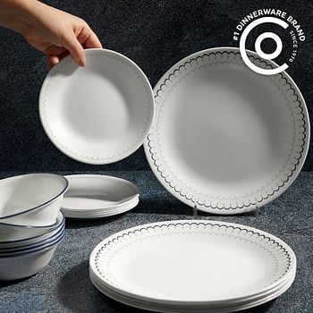 Corelle Dinnerware Set 18-Piece 1147837 - Navy, White