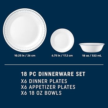 Corelle Dinnerware Set 18-Piece 1147837 - Navy, White