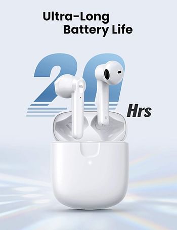 UGREEN Wireless Earbuds HiTune T2 Wireless Headphones Bluetooth 5.0 Ture Wireless Earphones 60ms Low Latency 4 Mic Noise Cancelling USB C IPX5 Waterproof Earphones Compatible with iPhone 14 Pro - White