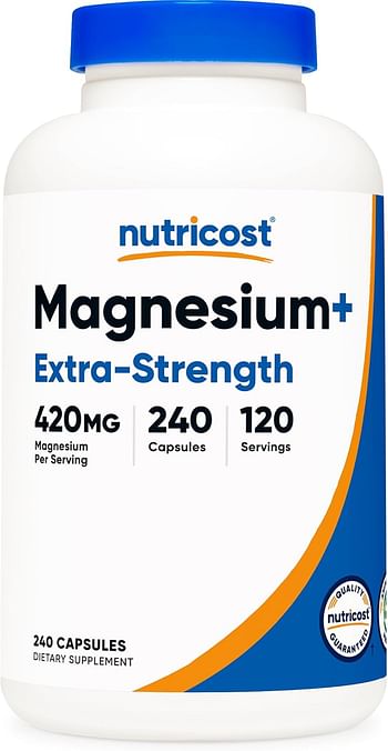 Nutricost Magnesium Glycinate 420mg, 240 Capsules - 120 Servings, Non-GMO, Gluten Free, Vegetarian Friendly (Packaging May Vary)