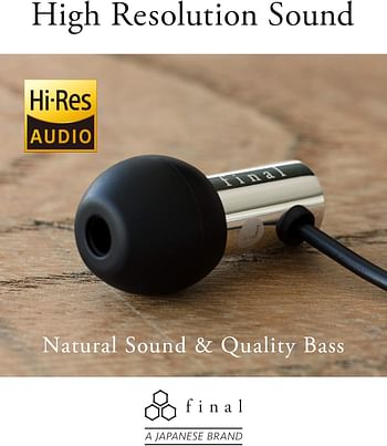 final E3000 In Ear Isolating Earphones, 6.4mm Dynamic Driver, High-Resolution, Stainless Steel Housing, Swing-Fit Eartips - Stainless Steel