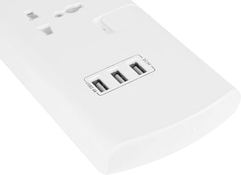 Philips 4 Gang 2 Meter Universal Extension Socket with Individual Switch & 3 USB 2.4A | Child Safety Shutters with Fire Rated | BS 13A Plug | ESMA Certified - SPN3144WA/56