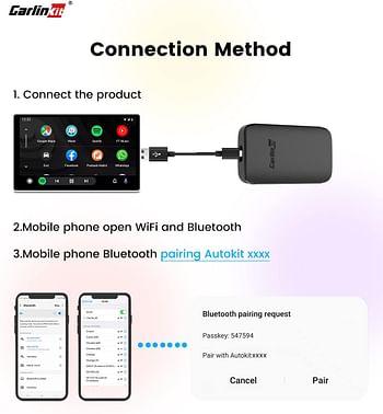 Carlinkit Wireless, Black, CPC200-A2A, For Wired Android Auto Cars, Bluetooth