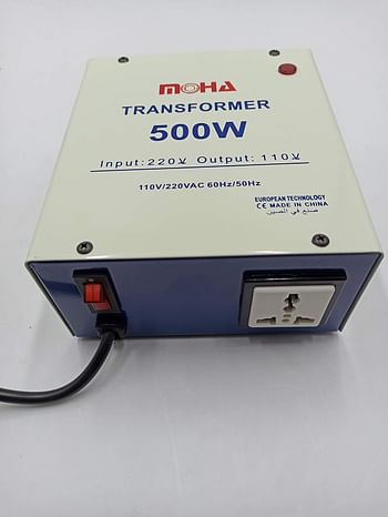 Moha 500VA (350 Watts maximum) Universal 3 Pin Three UK With Safety Fuse Included Plug Transformer 220V To 110V Step Down Power Converter Voltage Output Voltage Is 110V