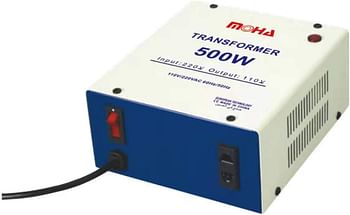 Moha 500VA (350 Watts maximum) Universal 3 Pin Three UK With Safety Fuse Included Plug Transformer 220V To 110V Step Down Power Converter Voltage Output Voltage Is 110V