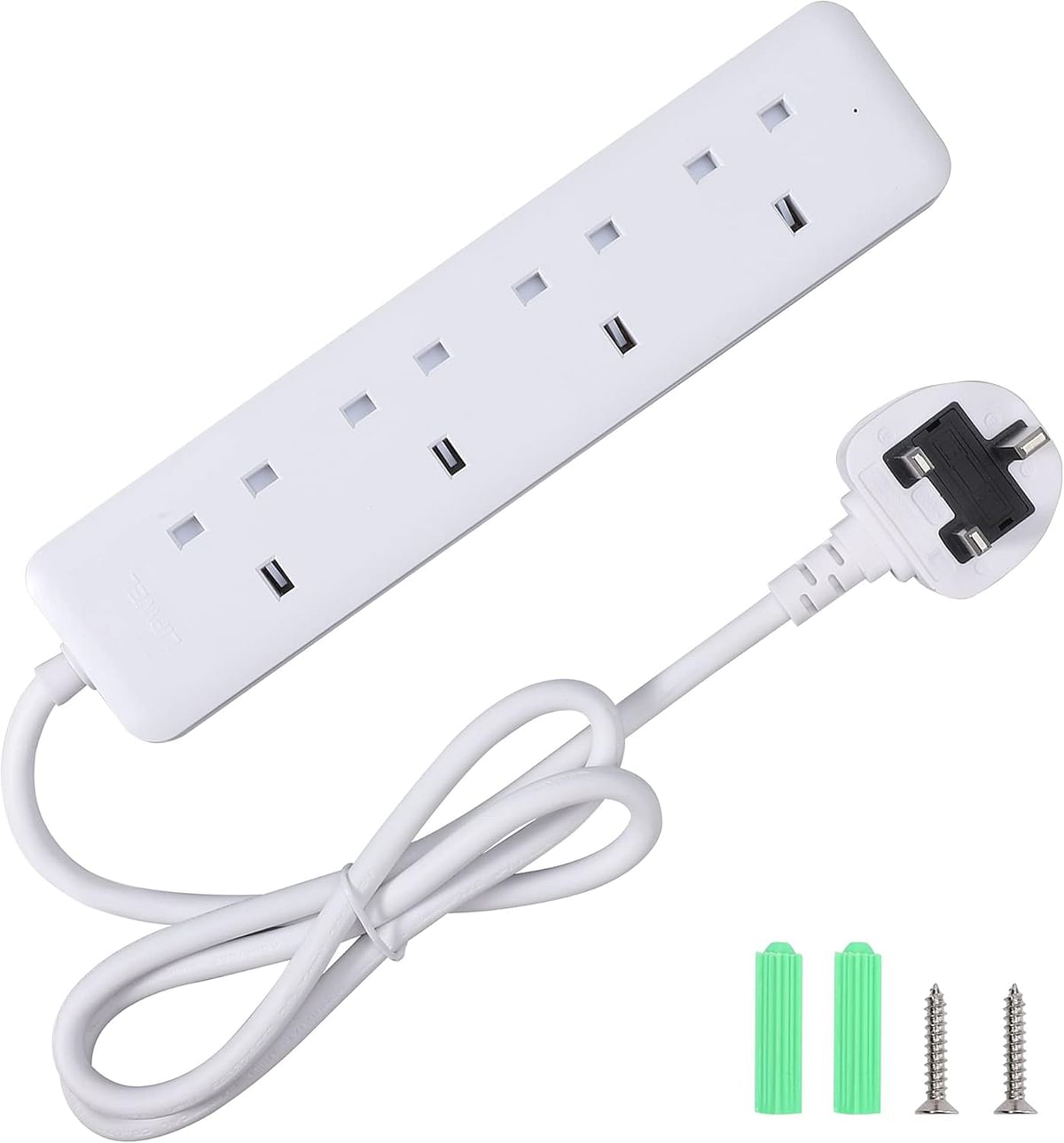 LIPWEL Fireproof Extension Power Socket (4 Way, 1m, White)