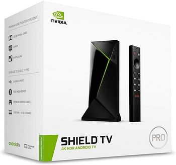 NVIDIA SHIELD Android TV Pro Streaming Media Player; 4K HDR movies, live sports, Dolby Vision-Atmos, AI-enhanced upscaling, GeForce NOW cloud gaming, Google Assistant Built-In, Works with Alexa