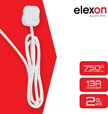 POWER EXTENSION SOCKET with 2 USB (Emirates ESMA Certified) 3 Way; 2-MTR. Universal Power Extension by ELEXON (EL 2008U)