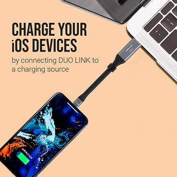 PNY Duo Link Sync and Charge 32GB Metal Gray for iPhone/iPad 32GB P-FDI32GLA02GC-RB