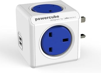 PowerCube Original USB 4 WAY 2USB Wall Socket Adapter with Resettable Fuse (Cobalt Blue)