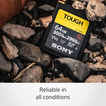 Sony Tough High Performance 64GB SDXC UHS-II Class 10 U3 Flash Memory Card with Blazing Fast Read Speed up to 300MB/s (SF-G64T/T1)