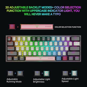 60% RGB Mechanical Keyboard E-YOOSO Gaming Keyboard with Red Switches and RGB Backlit Small Compact Keyboard Portable 60 Percent Gaming Keyboard Grey Black