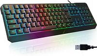 KLIM Chroma Gaming Keyboard Wired USB + Durable Ergonomic Waterproof Silent Keyboard + 2 ms Response Time + Backlit Keyboard for PC Mac PS4 keyboard + Teclado Gamer + NEW 2021 + Black