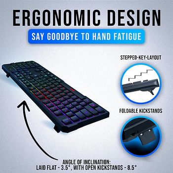 KLIM Chroma Gaming Keyboard Wired USB + Durable Ergonomic Waterproof Silent Keyboard + 2 ms Response Time + Backlit Keyboard for PC Mac PS4 keyboard + Teclado Gamer + NEW 2021 + Black