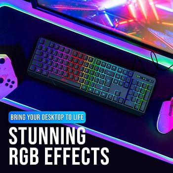 KLIM Chroma Gaming Keyboard Wired USB + Durable Ergonomic Waterproof Silent Keyboard + 2 ms Response Time + Backlit Keyboard for PC Mac PS4 keyboard + Teclado Gamer + NEW 2021 + Black