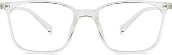 LENSKART BLU Zero Power Bluecut & Antiglare Computer Eyeglasses Transparent Full Rim Square For Men & Women LB E13526, M