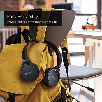 Panasonic RB HF520B Wireless Over Ear Headphones with 50 Hours Playtime, Lightweight, Built in Mic, Quick Charge, Bluetooth 5.0, Comfortable Fit - Black