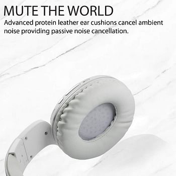 Promate Wireless Headphones, Premium Over-Ear HD Stereo Bluetooth Foldable Headphones with Built-In Mic, Passive Noise Cancellation, TF Card Slot and FM Radio for Smartphones, Tablet, Concord - Silver